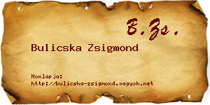 Bulicska Zsigmond névjegykártya